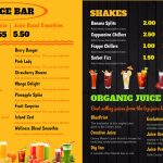 Juice menu board for restaurants