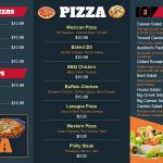 Pizza shop menu board for restaurant