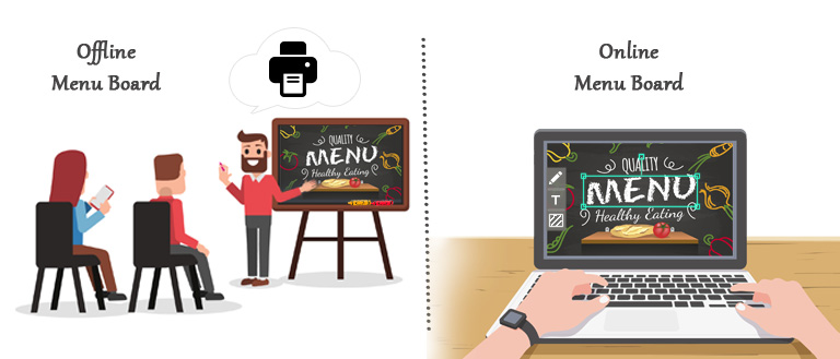 Digital menu boards designing versus offline designing