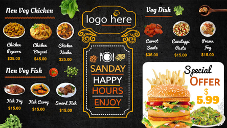 Chalk board menu