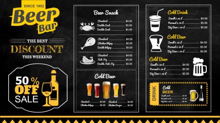 Template of a Beer Bar Chalk Menu Board