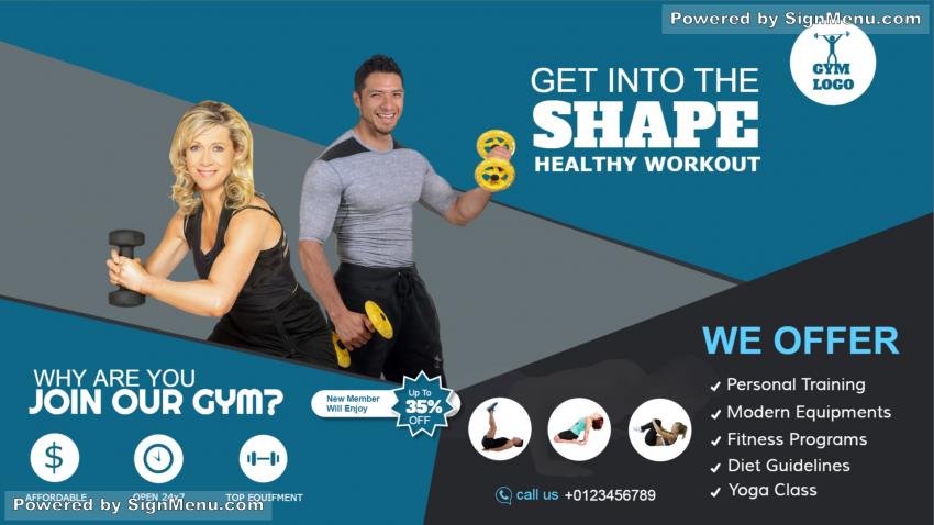 Digital signage template of a Gym