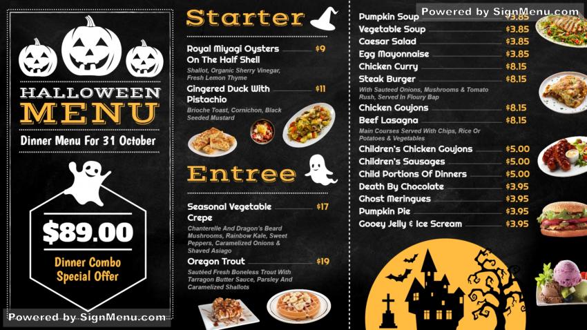 Template of a Restaurant (Halloween festival menu )