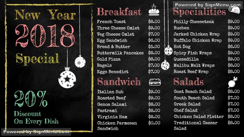Template of a Burger Restaurant with New Year offers