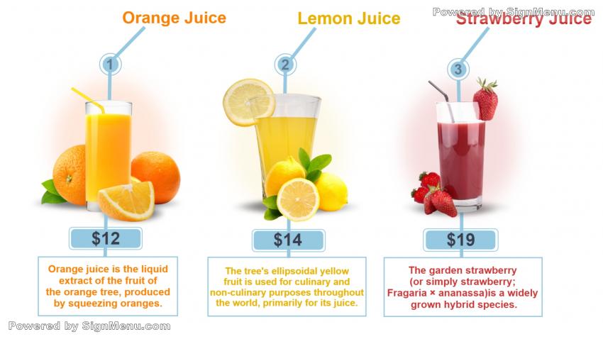juice menu board template