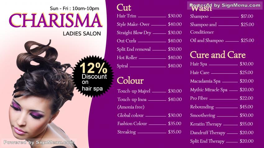 Digital Signage design for Salon