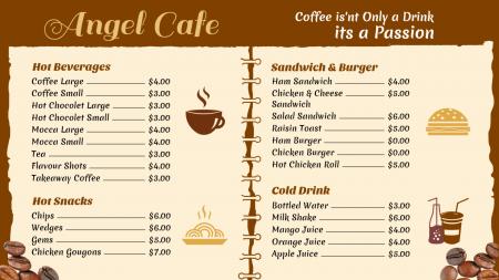 Coffee shop menu board