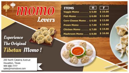 Template of a Momo Menu