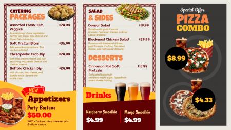 Catering menu boards templates