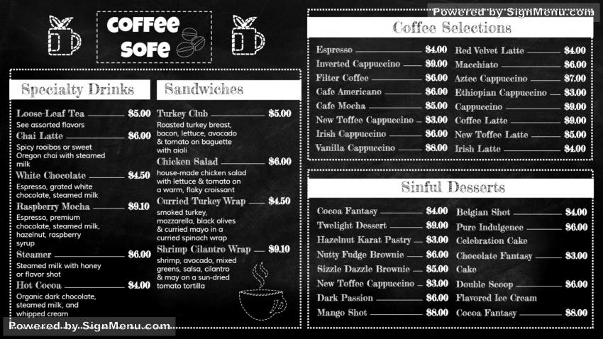 Template of a multi-cuisine Coffee Shop