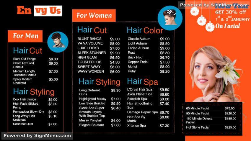 Template of a Hair grooming Salon for men