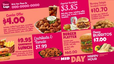Take away restaurant menu board