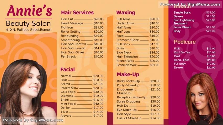 Template of a branded Beauty Parlour