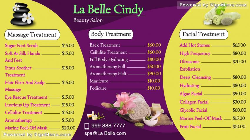 A  template of a branded Salon