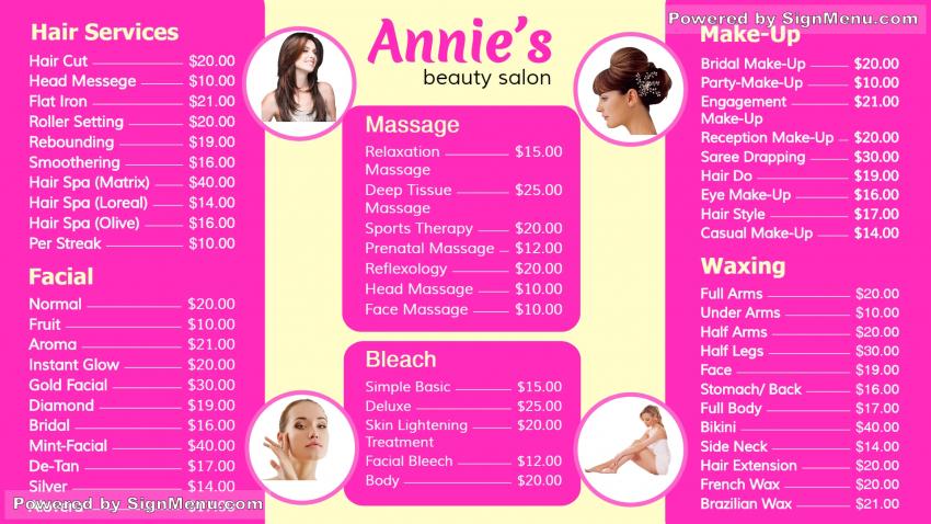 Template of a branded Beauty Parlour