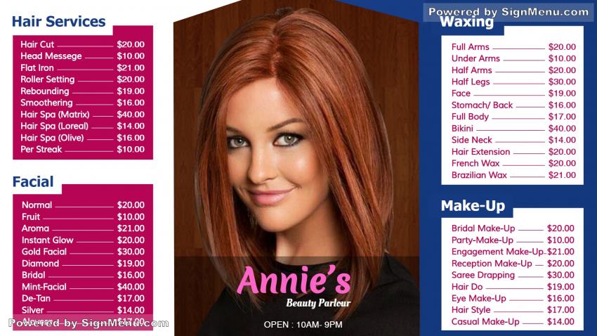 Template of a branded Beauty Parlour