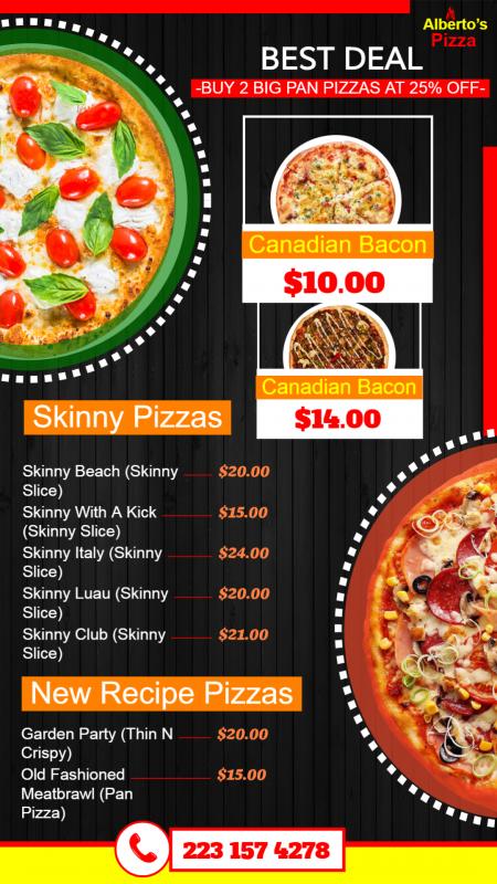 Digital signage template for pizza shop