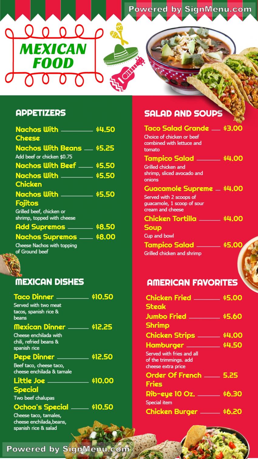 Digital Signage Template Of A Mexican Food Restaurant