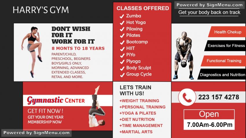 Signage template for Gym