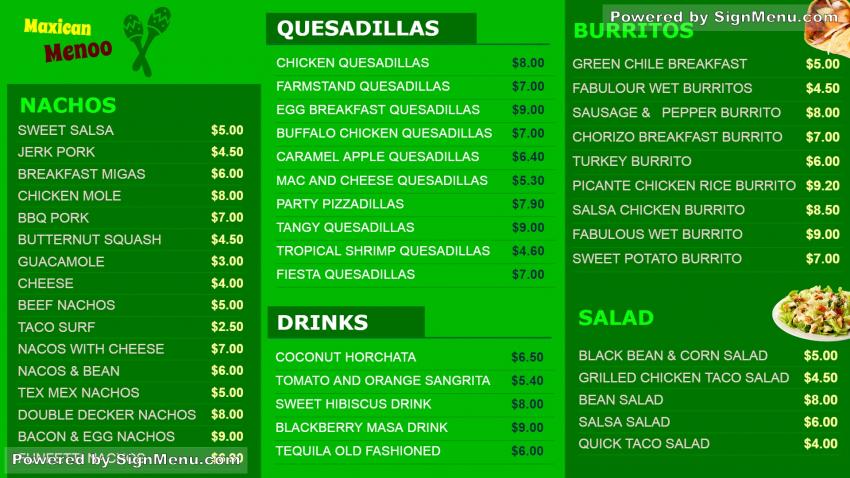 Color template of Mexican Restaurant