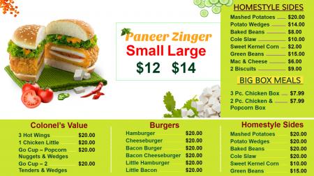 Fast Food menu board for digital signage