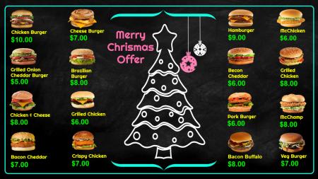 Digital signage Burger menu for Christmas