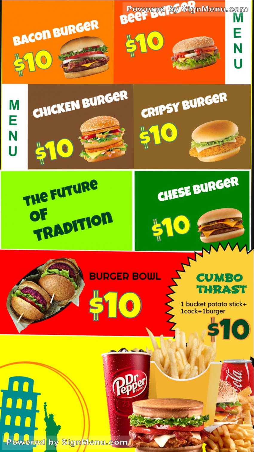 Burger House Restaurant Menuboard