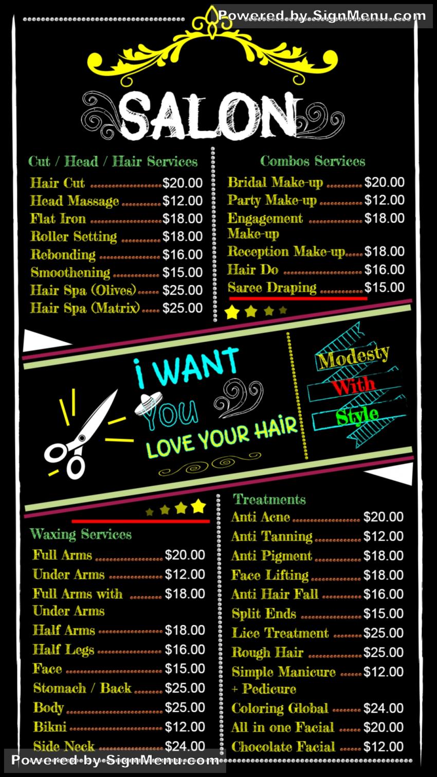 Signage template of a salon