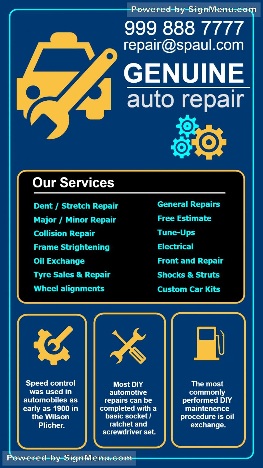 Car Repair Garage signage template