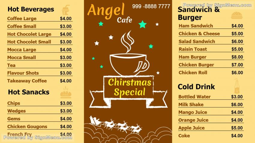 Template of a Cafe with Christmas Offerings