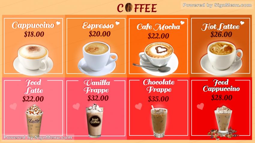 Template of a Coffee house with speciality offerings
