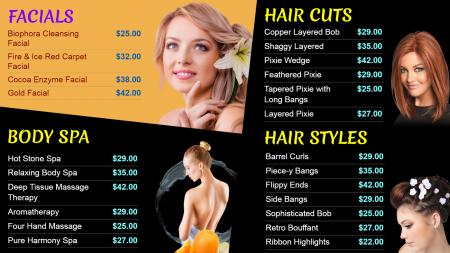 Template of a Salon Digital Menu
