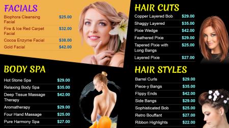 Template of a Salon Digital Menu