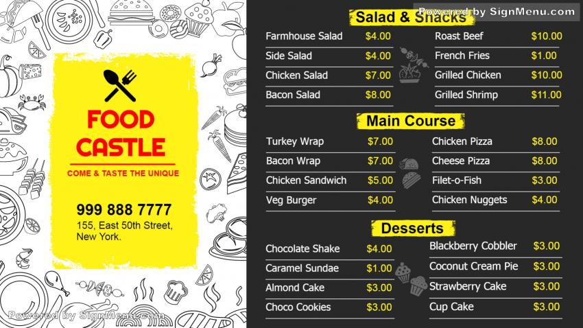 Food Menu TV Screen Design