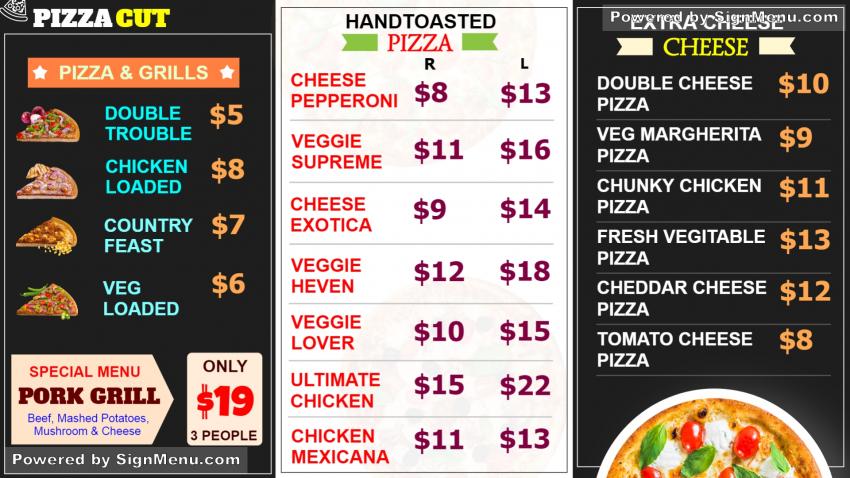 Pizza Menuboard Design Template