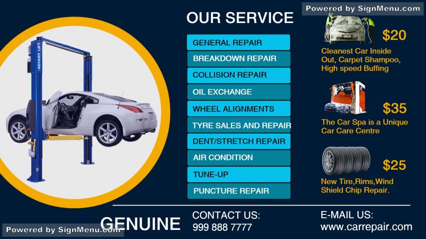 Digital Signage for Car Repair