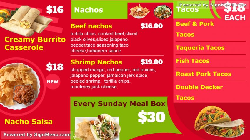 Digital Signage for Mexican Food Display