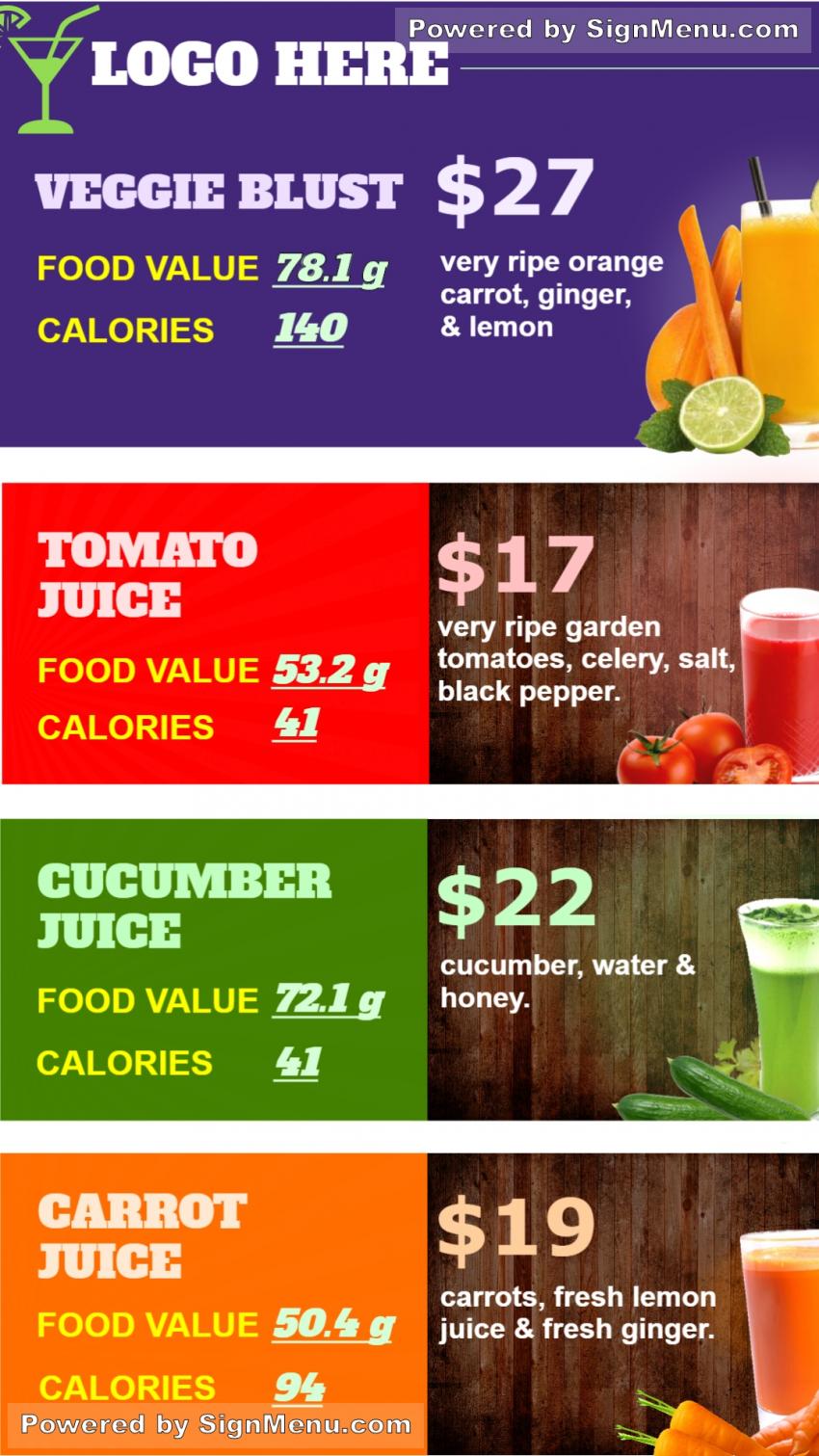 Veggies Juice Digital Signage Design