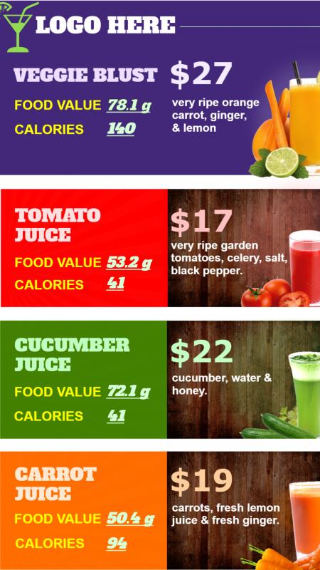 Veggies Juice Digital Signage Design