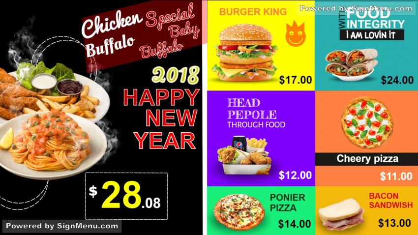 New Year Theme for Restaurant Menuboard