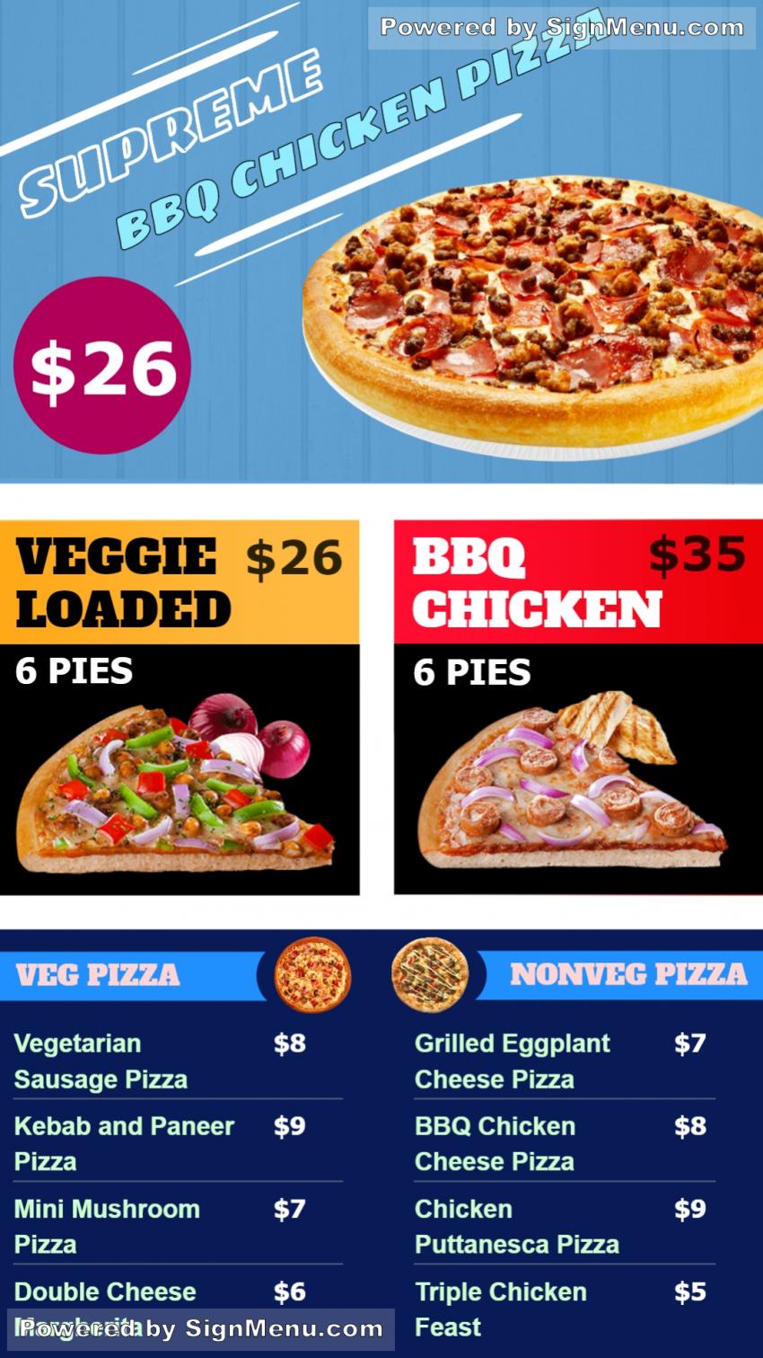 Horizontal Pizza Menu Design