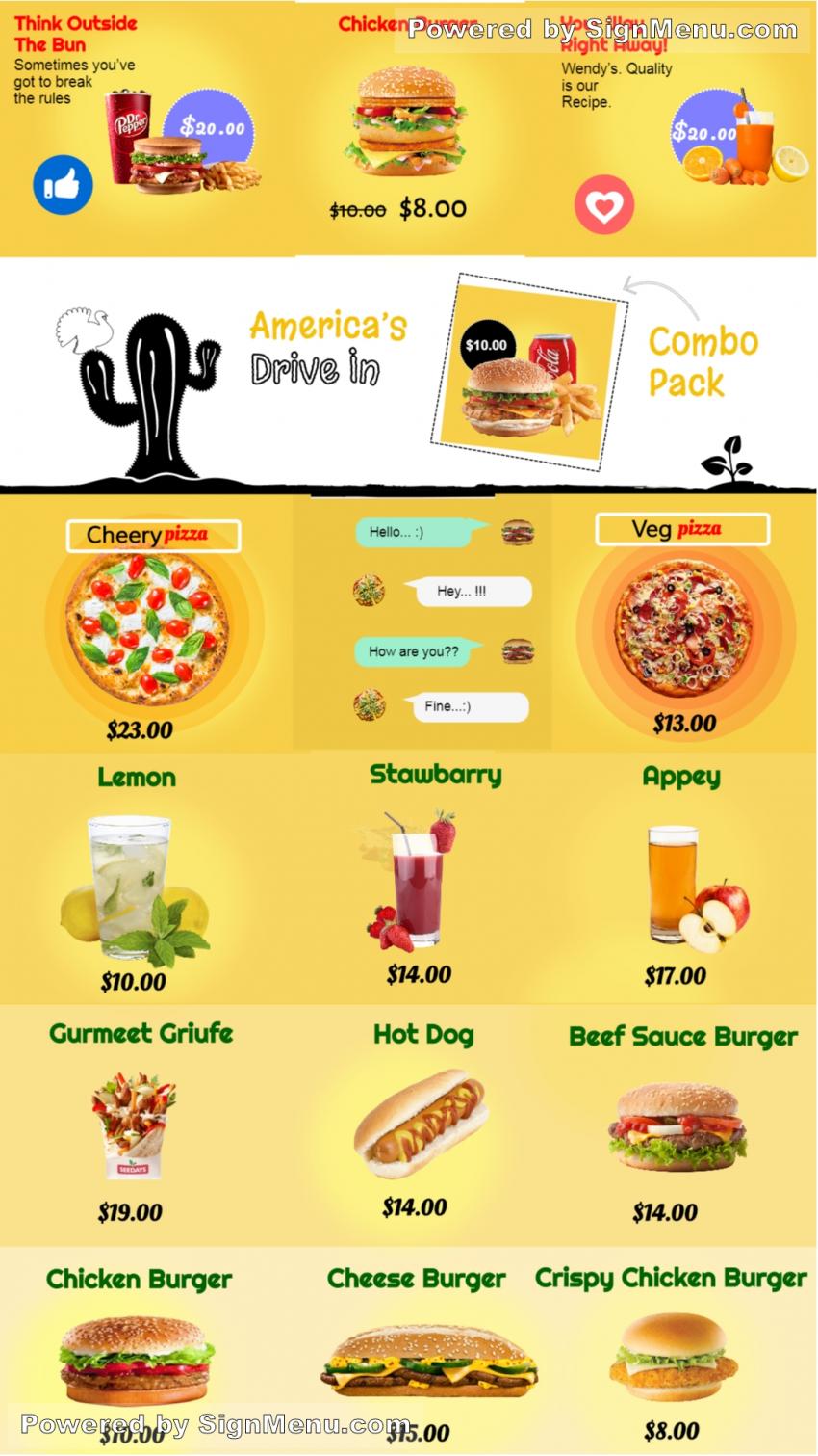 Horizontal Food Menu