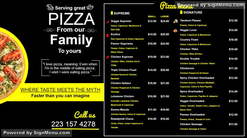 Pizza Menu Template