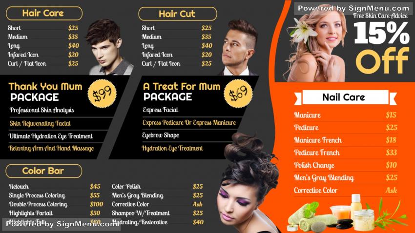 Hair cutting signage template