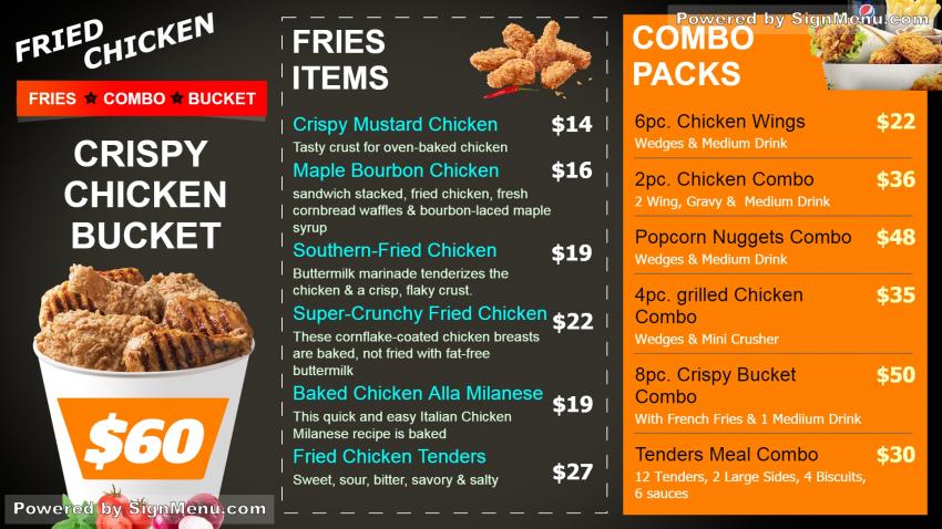 Chicken Fries Menu Board Design