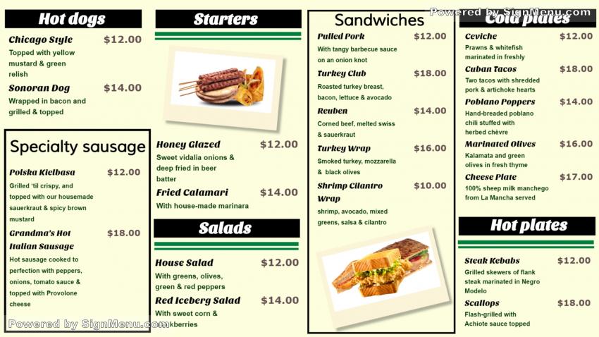 Catering Menu Board Design