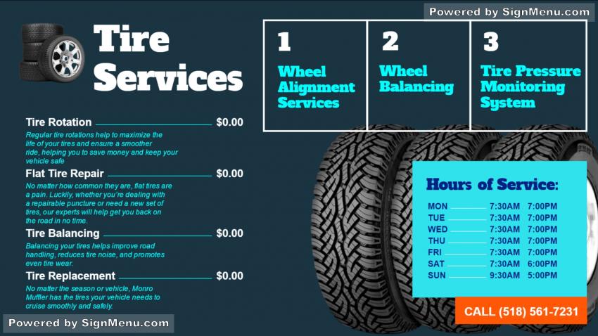 Car services display for garage