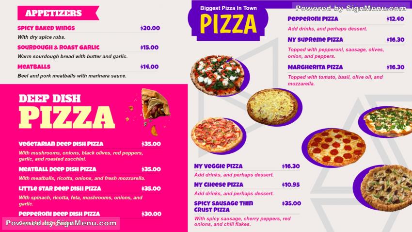 Pizza shop menu board template