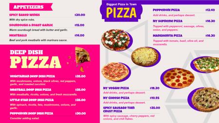 Pizza shop menu board template