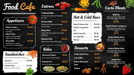 Black food cafe menu board